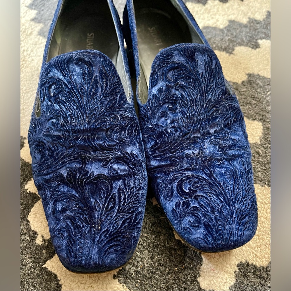 Stuart Weitzman Royal Blue Velvet Loafers